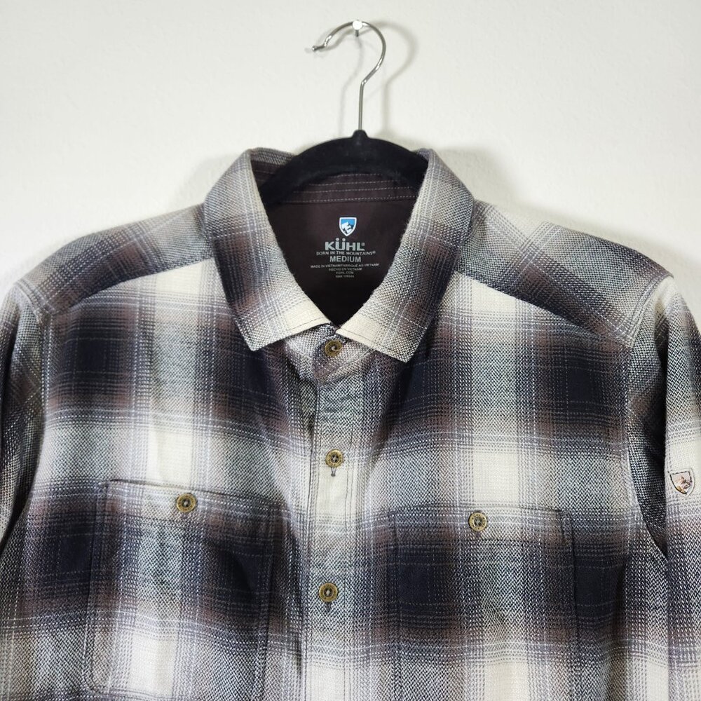 KUHL Law Flannel Shirt Men Size Medium Plaid Button Up Long Sleeve Inside Pocket